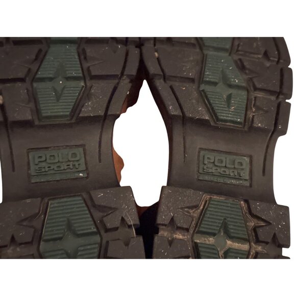 Polo Sport Boots Ralph Lauren Brown Leather Hiking Lace Up Strap Buckle Size 7.5 - Picture 11 of 12